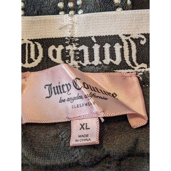 Juicy Couture Sleep Shorts Womens XL Black Velour Lounge Stretch Bling Logo - Picture 3 of 3